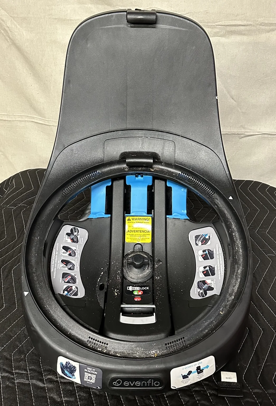 Car seat shell before cleaning
